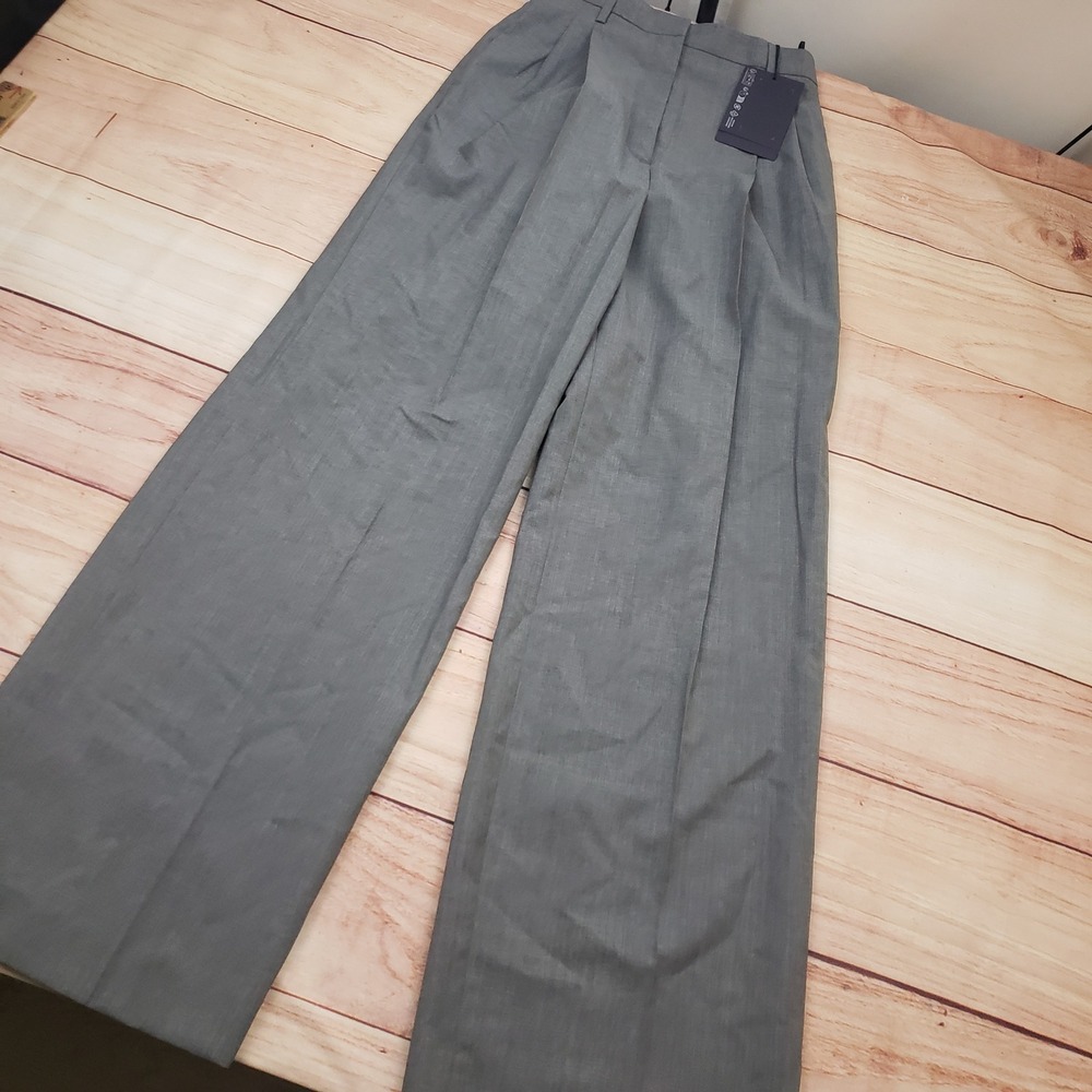 Prada Wide Leg Pleated Trousers in Gray - Picture 2 of 14